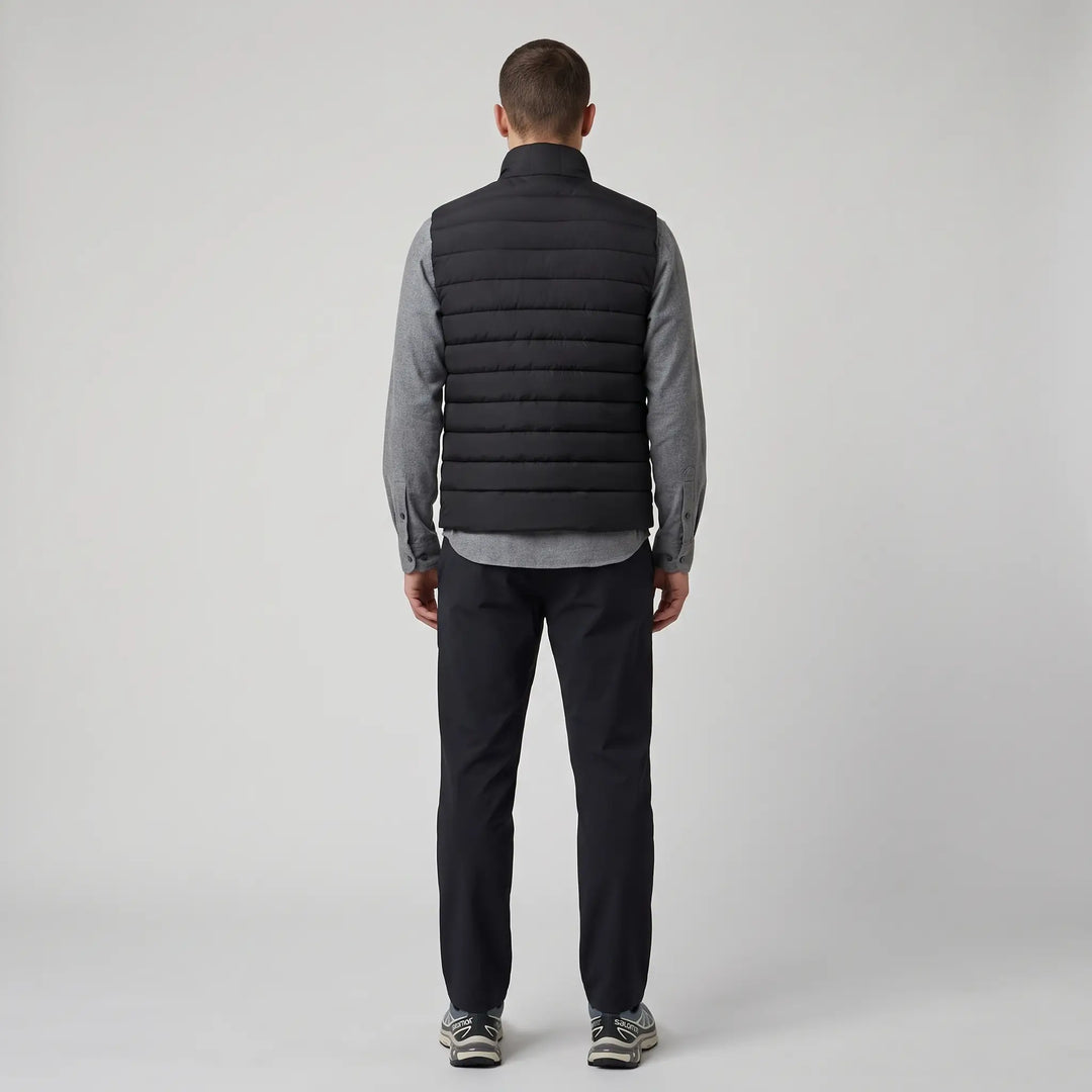 Men's Puffer Vest - Black - Ghost Mannequin Back