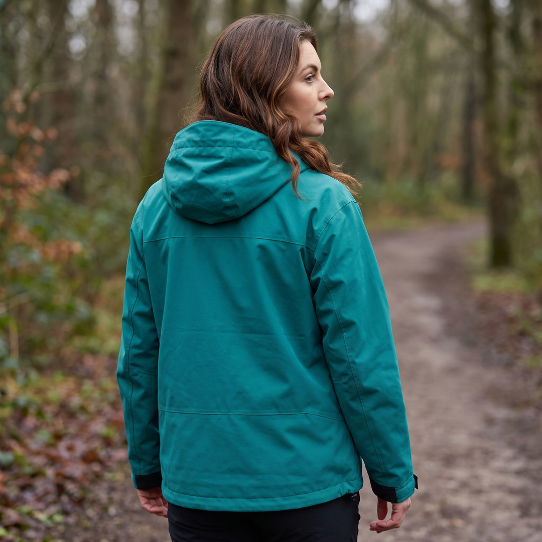 Women's Rain Jacket - Dark Green - Back