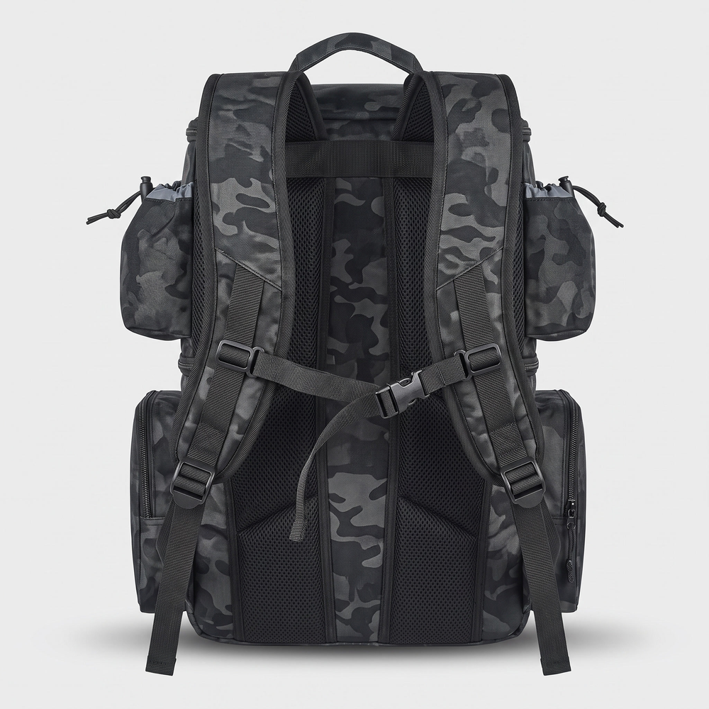 Back view showing the padded harness and sternum strap