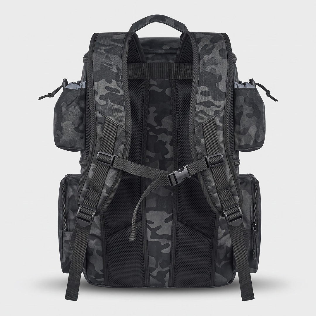 Back view showing the padded harness and sternum strap