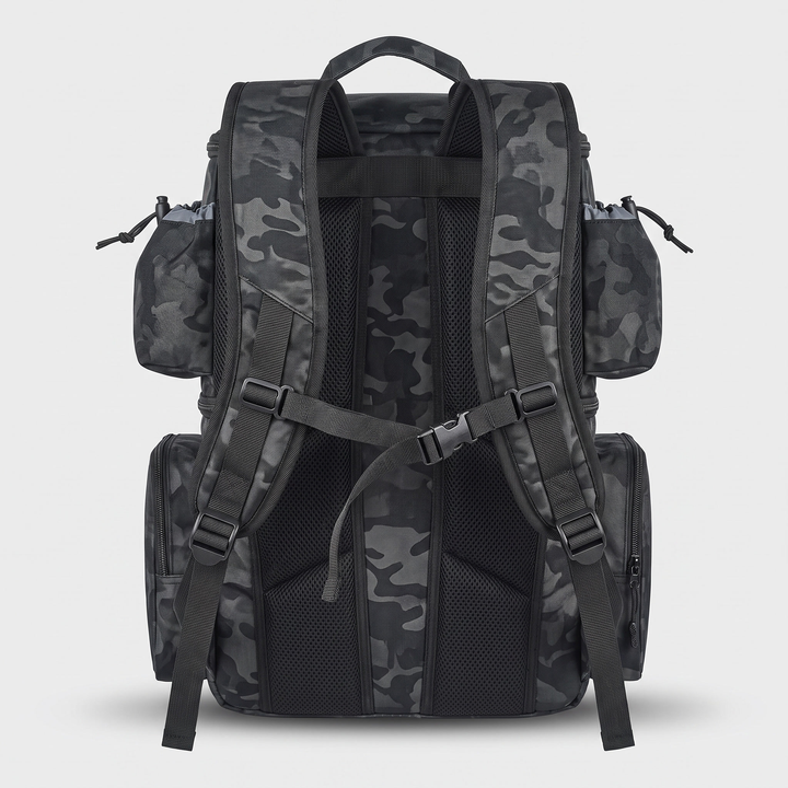 Back view showing the padded harness and sternum strap