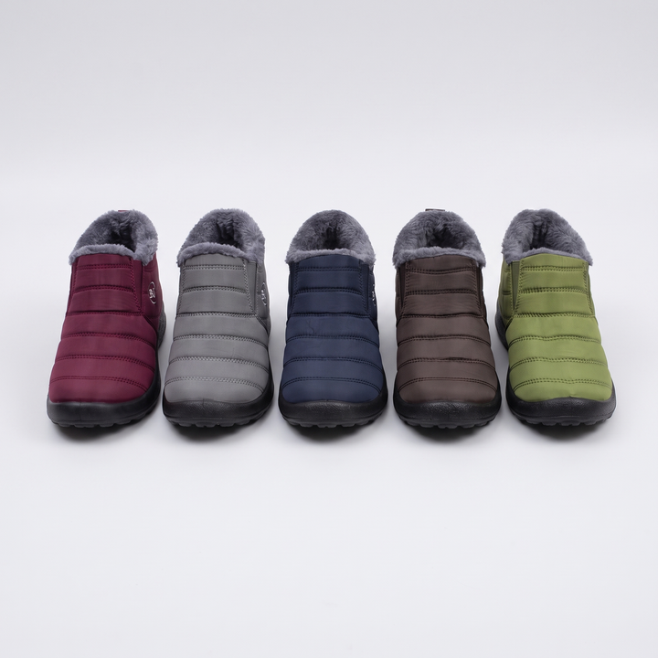All five colors of the winter boot shown together