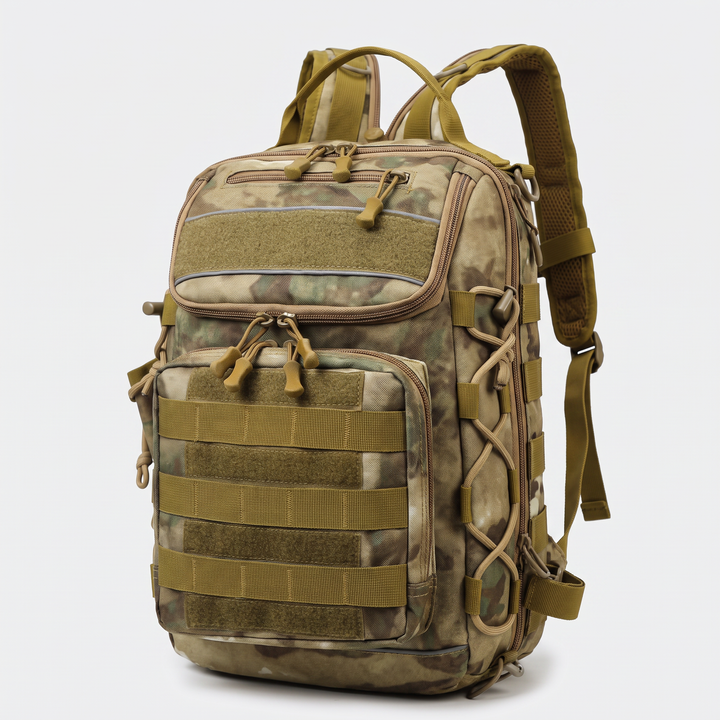 Three-quarter view showing the depth of the pack