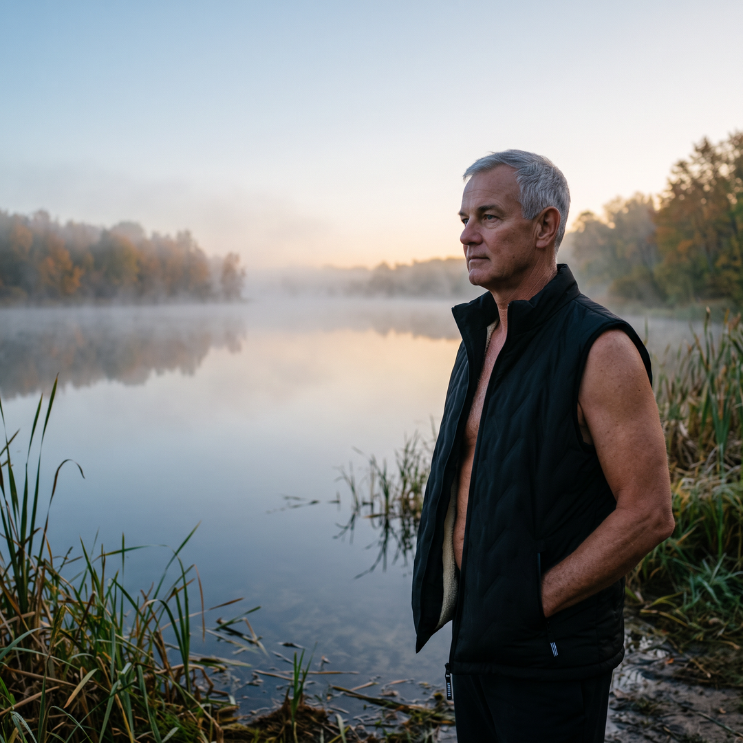 Men's Fleece Vest - Misty Lake Dawn Lifestyle - Activearo