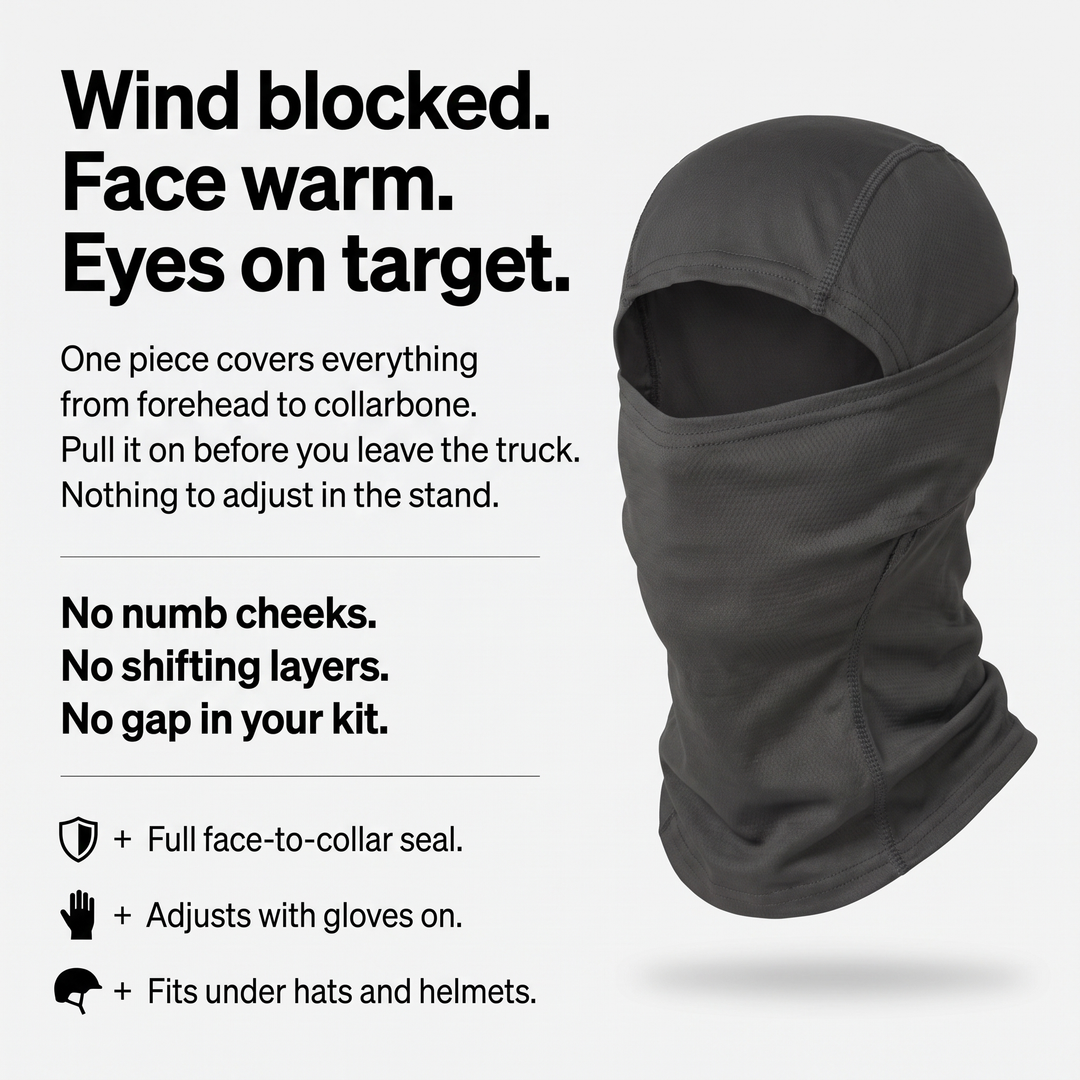 Balaclava ski mask benefits - wind blocked face warm eyes on target