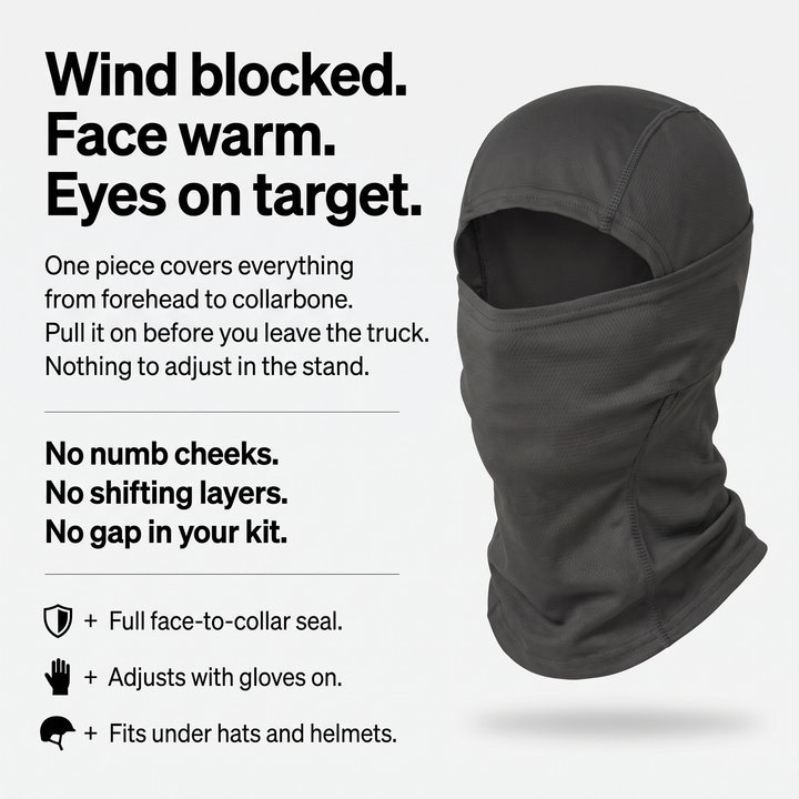 Balaclava ski mask benefits - wind blocked face warm eyes on target