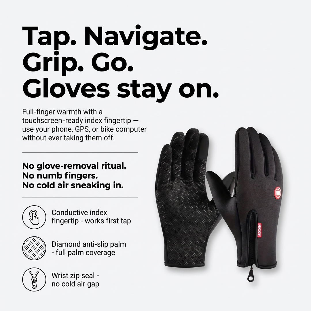 Men's Winter Gloves - Touchscreen Compatible - Anti-Slip