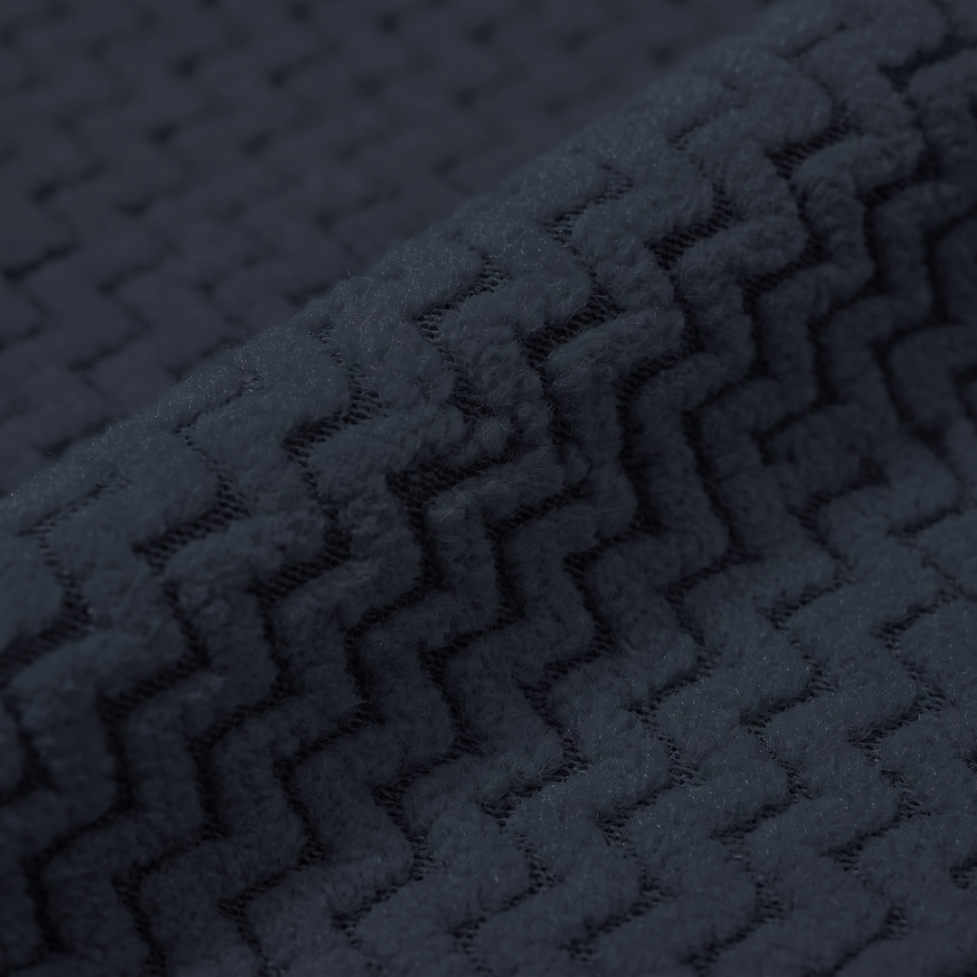 Close-up of the chevron jacquard knit fleece texture