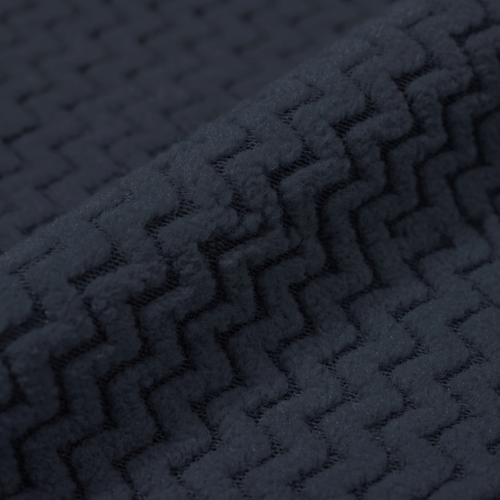 Close-up of the chevron jacquard knit fleece texture