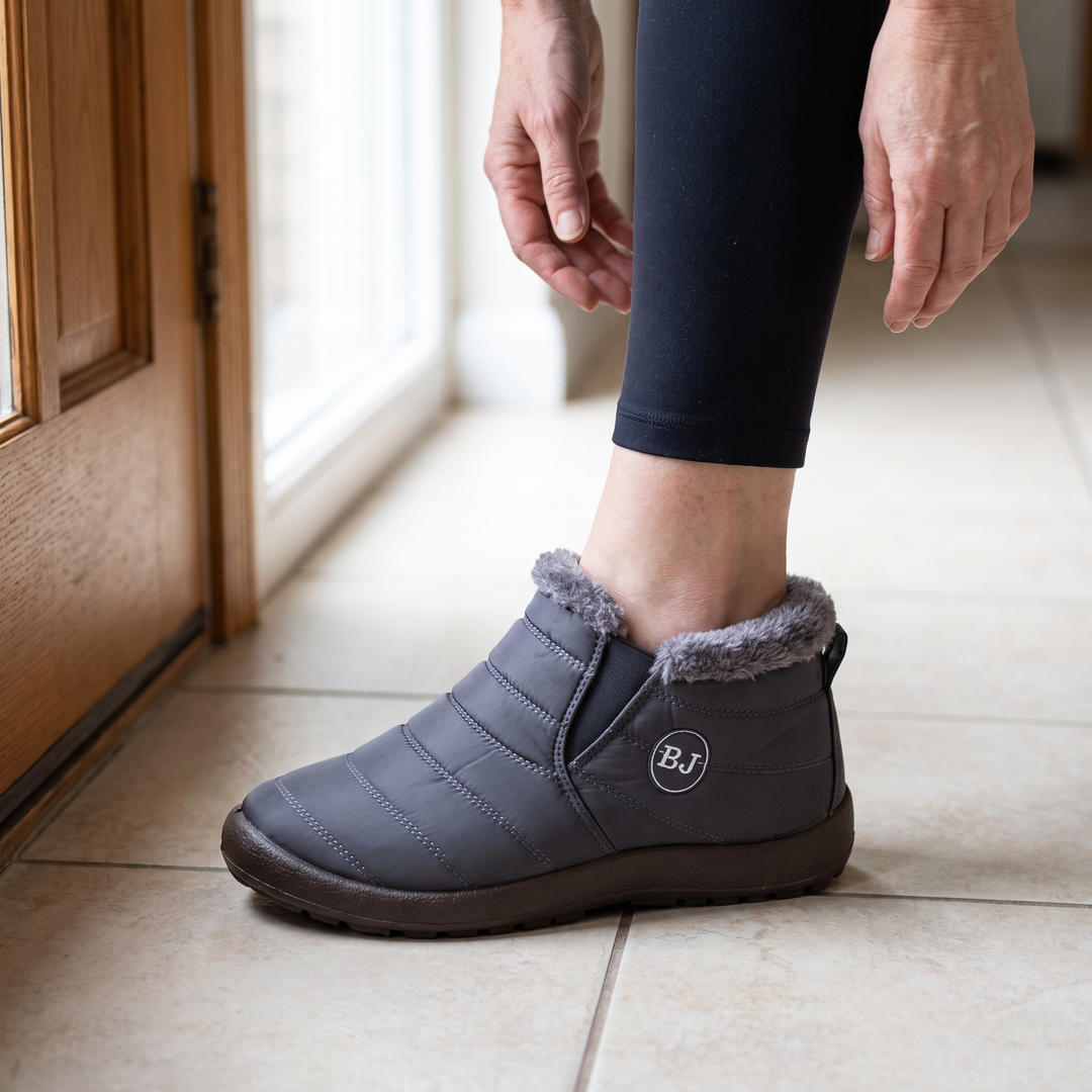 Stepping into the boot with no laces to fasten