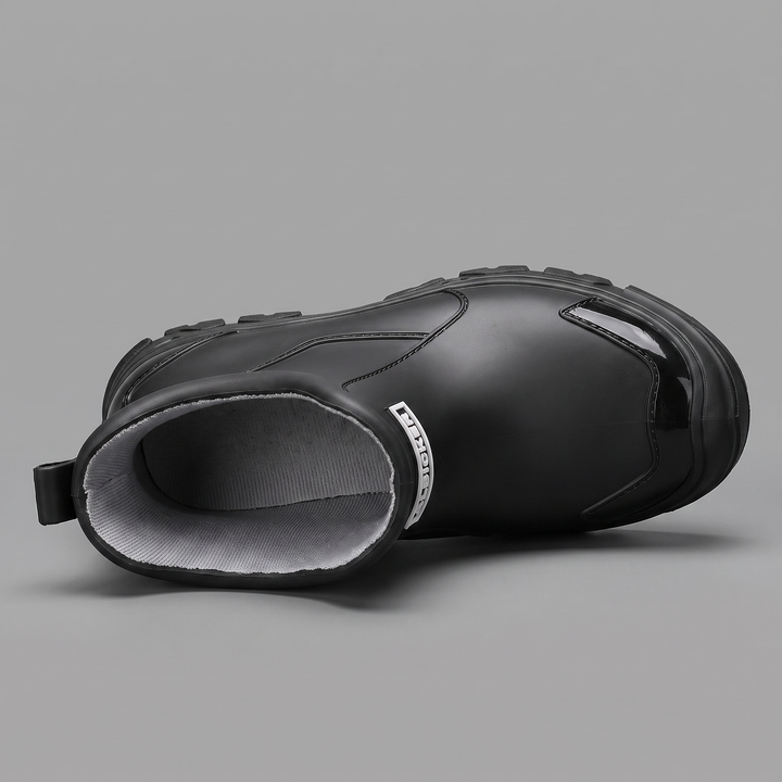 The fabric lining and fabric insole inside the boot