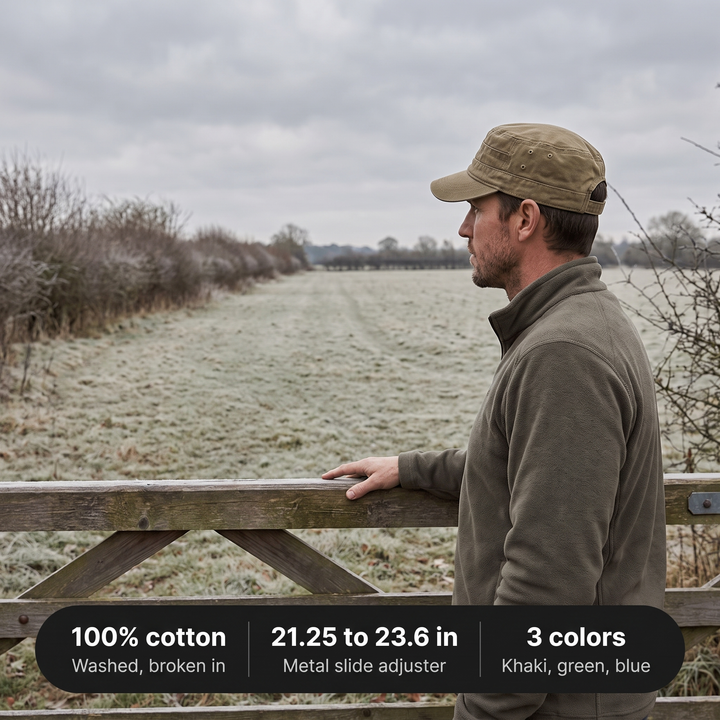 Wearing the cap at a field gate with key specifications