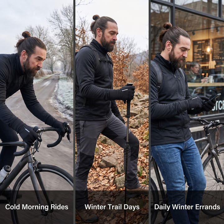 Men's winter gloves triptych - Cold Morning Rides / Winter Trail Days / Daily Winter Errands