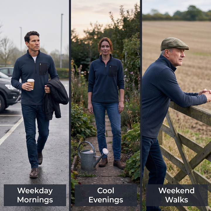 Three uses: weekday mornings, cool evenings and weekend walks