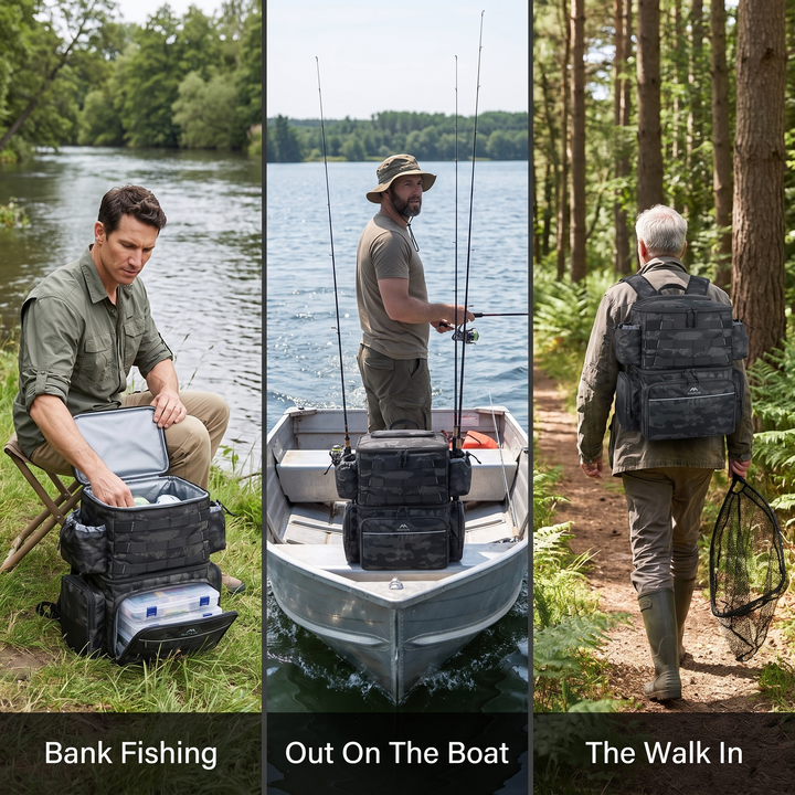 Three uses: bank fishing, out on the boat and the walk in