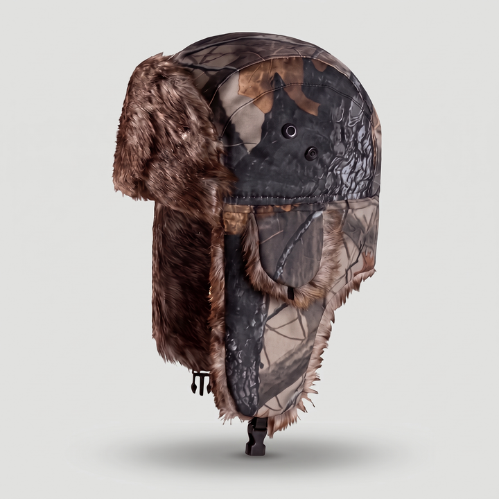 Camo trapper hat in Dark Timber Camo