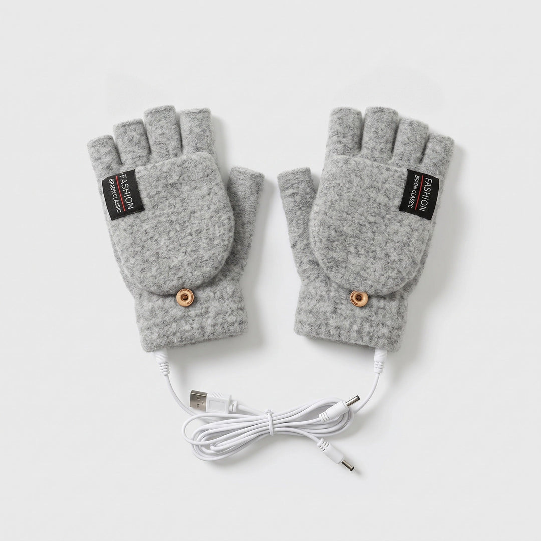 USB heated fingerless gloves in Gray