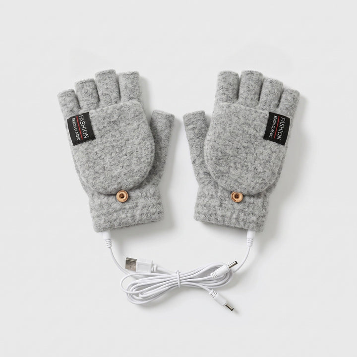 USB heated fingerless gloves in Gray