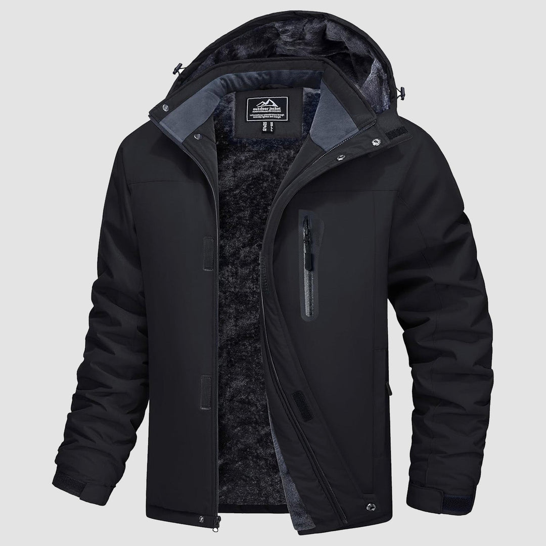 Men's ski jacket in Black, front view