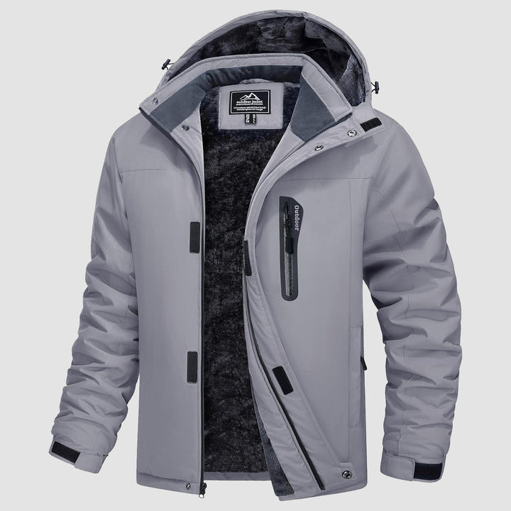 Men's ski jacket in Light Gray, front view