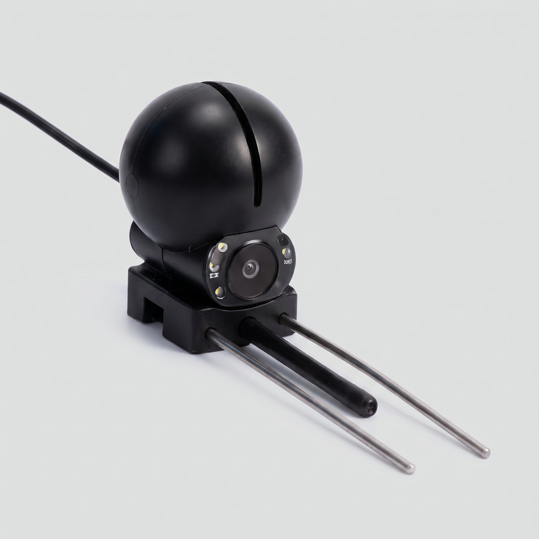 Underwater fish camera with lens, infrared lights, top ball and two legs