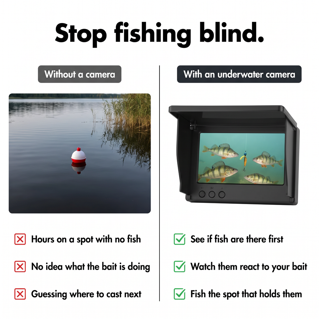 Fishing without a camera compared with an underwater fishing camera