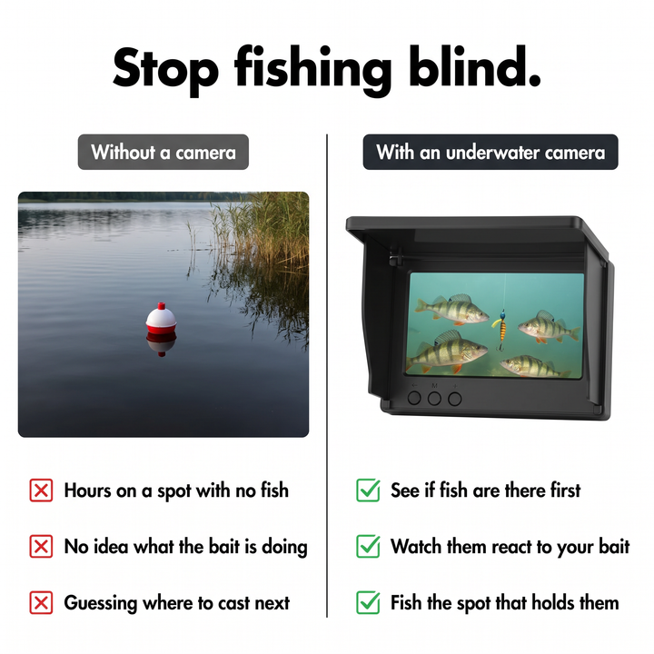 Fishing without a camera compared with an underwater fishing camera