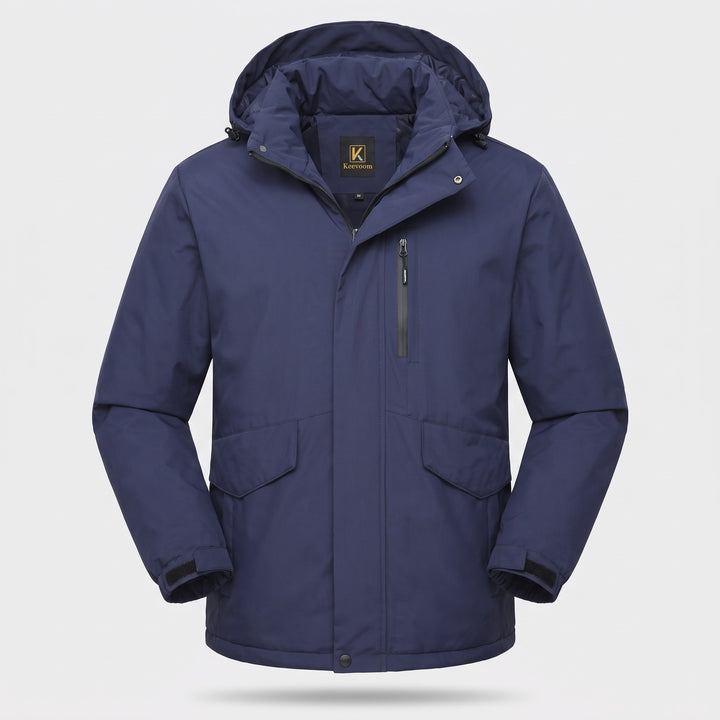 Men's Winter Jacket in Peacock Blue, front view