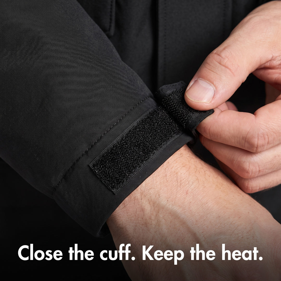 Hook-and-loop cuff tab closing on the Men's Winter Jacket