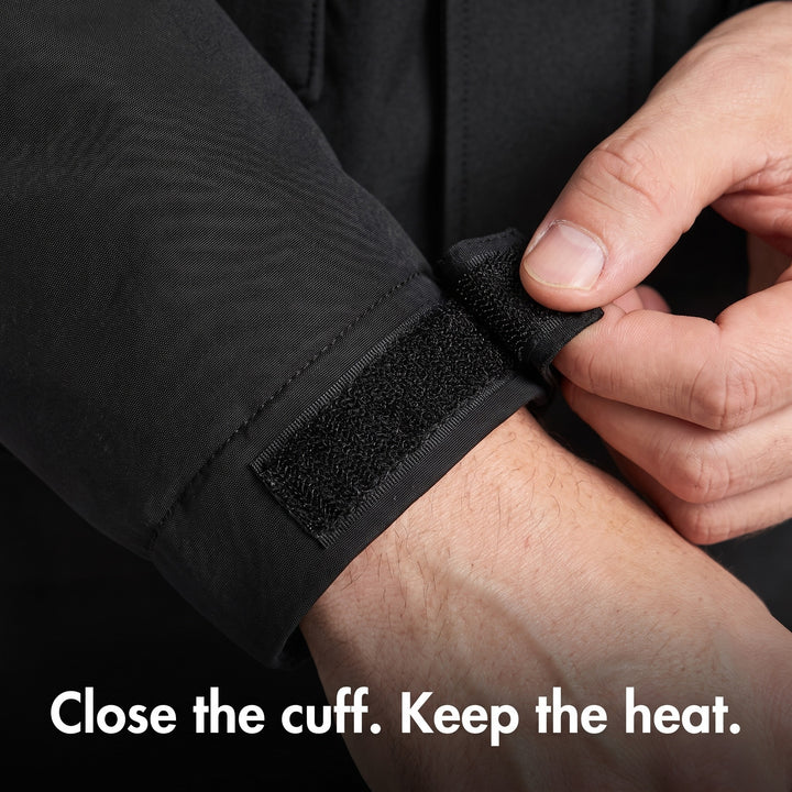 Hook-and-loop cuff tab closing on the Men's Winter Jacket