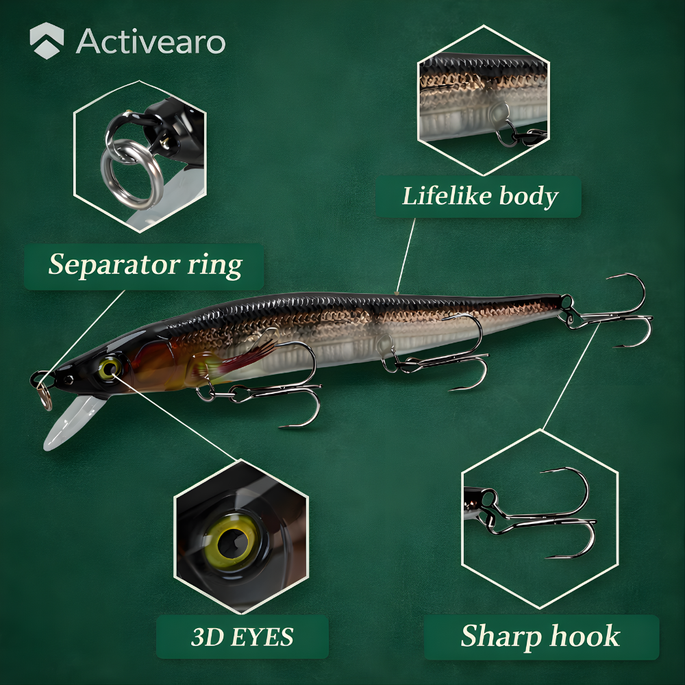 Sinking Minnow Fishing Lure – Hard Bait for Freshwater & Saltwater Fishing